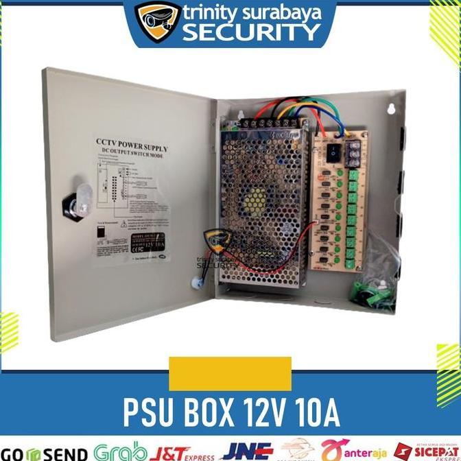 PSU BOX Power Supply CCTV 12V 10A Box -PSU Box CCTV