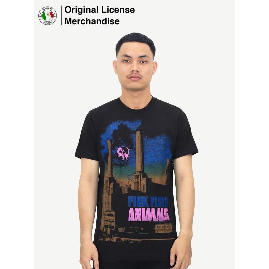 Baju Kaos Official Band PINK FLOYD Ori Licensed Liquid Blue Pig Stain