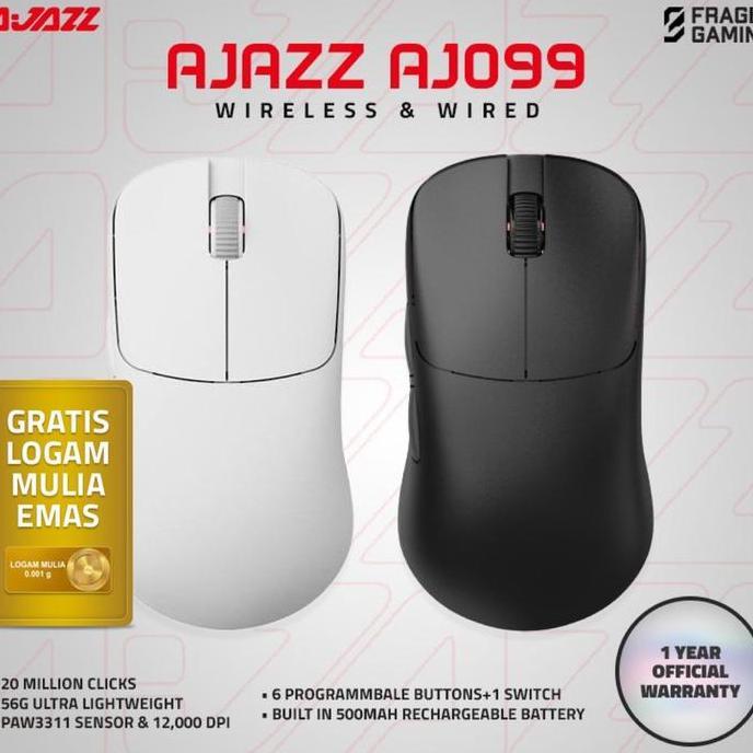 Ajazz Aj099 Ultra Lightweight Dual Mode Gaming Mouse Ajazzaj099 Baru