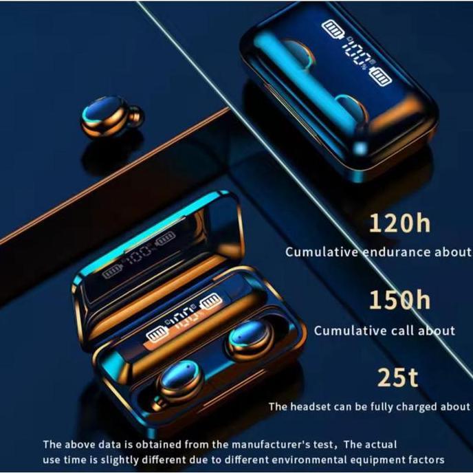 F9 Tws Bluetooth 5.0 Headset Wireless 8D Bass Hifi Earphone Led Display Ipx7 Waterproof