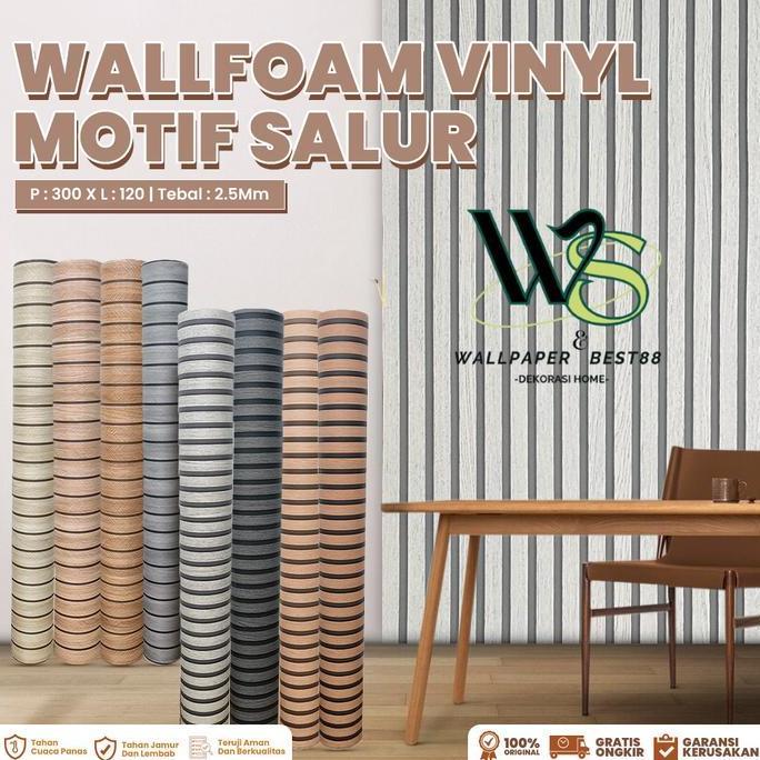 Wallpaper Dinding Foam Vinyl Motif Salur 120x280cm Stiker Dekorasi Kamar PET Panjang 2.8 Meter ZY01 