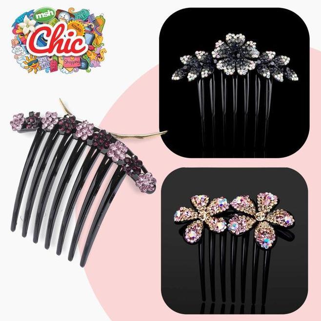 Sisir Pin Jepit Rambut Bunga Kristal