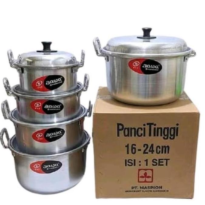 (COD) 1set 5pcs panci jawa aluminium ORIGINAL MASPION / panci set jawa LENGKAP Kitchenware