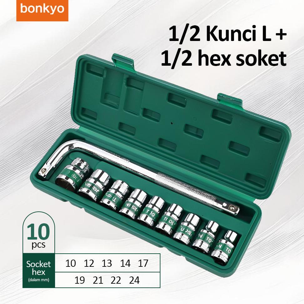 Bonkyo Mata kunci sok set  Mata Sock Set Dan  Gagang Sock L/Kunci Set Kunci Mata Shock TOOL KIT Mata