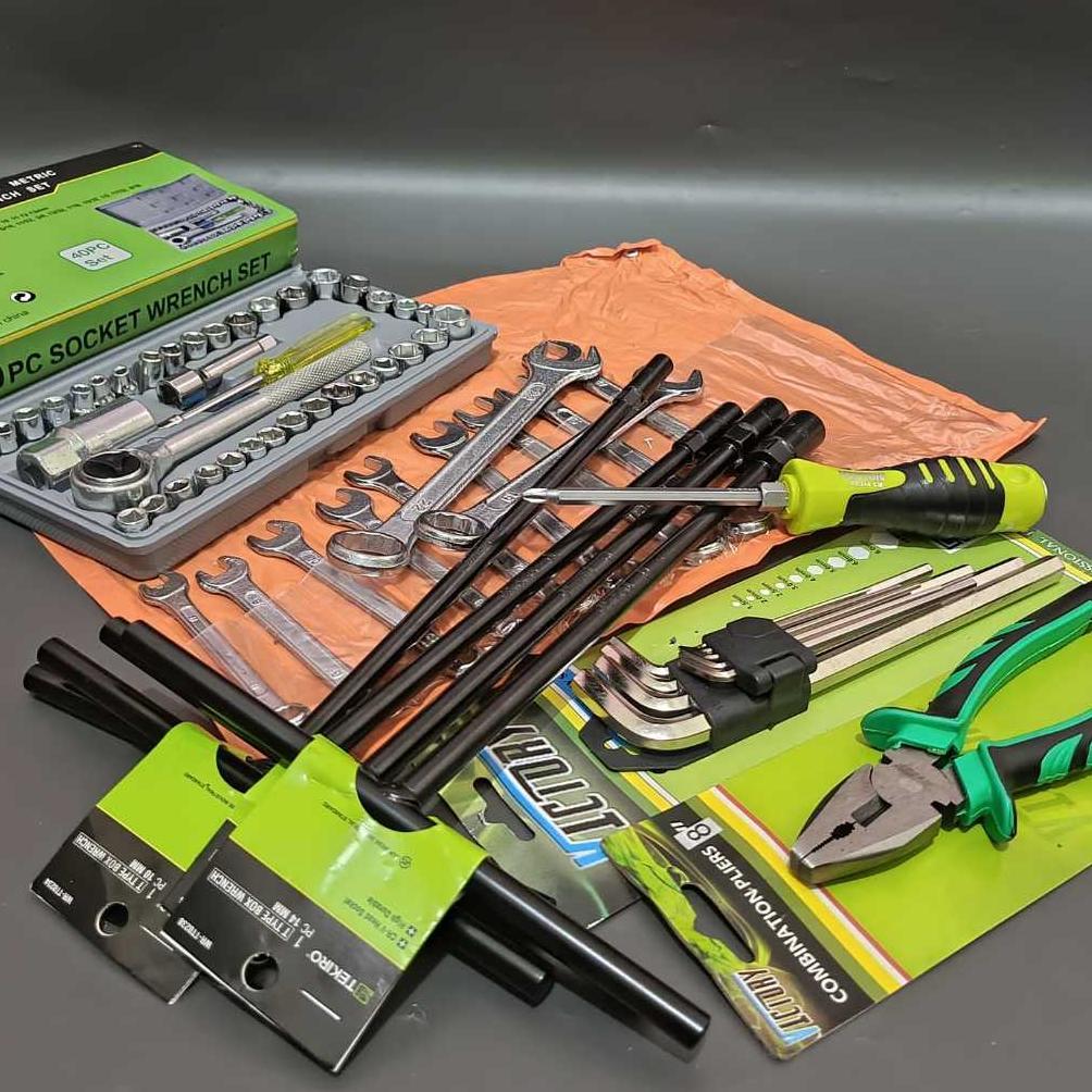 PAKET BENGKEL Kunci Pas Sok 40 Pcs / Kunci Ring Pas 8-22mm 11 Pcs / Kunci Shock T Tekiro 4 Pcs / Kun