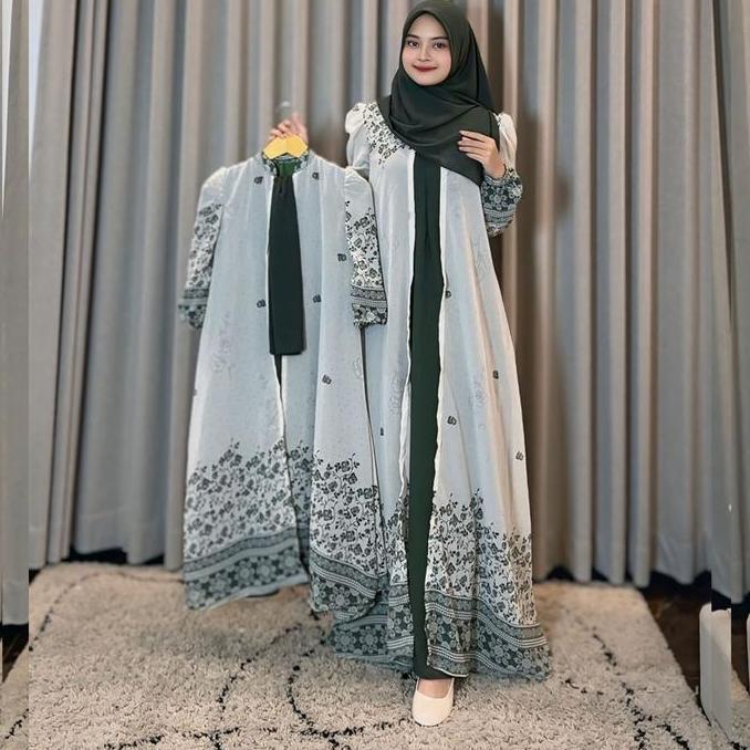 Mahira Dress Sarimbit Raya Gamis Ceruty Mewah Syari Couple Keluarga