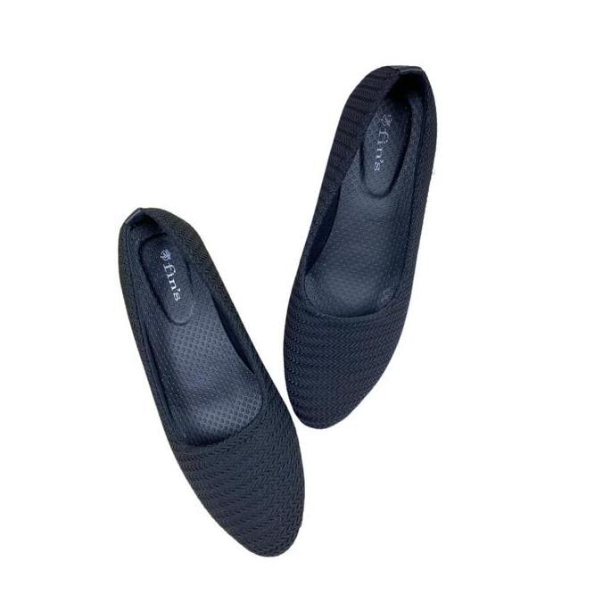 Sepatu Rajut + Sendal Tali Promo Bundling Shoes Wanita Flat Hitam