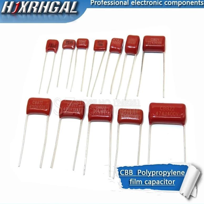 10PCS 63V 100V 250V 400V 630V CBB  Polypropylene film capacitor 100PF 220PF 470PF 10NF 1UF 22NF 100N