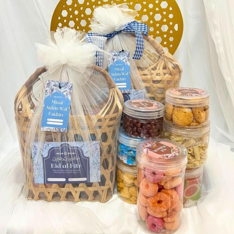 Sale Paket Raya Edisi Hampers Lebaran/ Parcel Lebaran/ Tas Bambu Anyam Jinjing / Kue Kering / Alat S