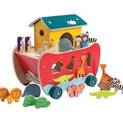 Tender Leaf Toys - Wooden Noahs Ark Animal Shape Sorter Toy - Encourages