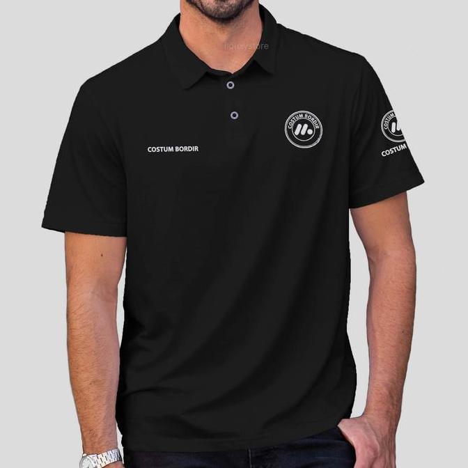 costum bordir kaos polo/kaos seragam/kain lakos/unisex