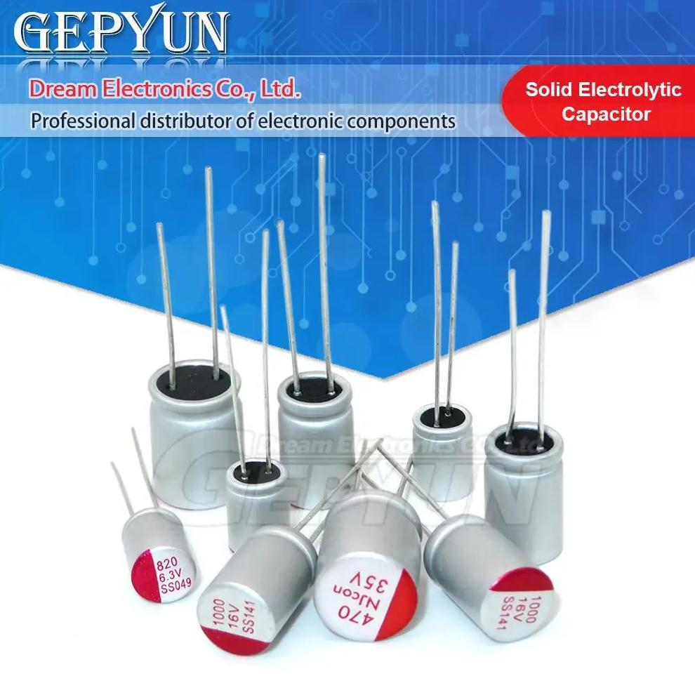 10Pcs Solid Electrolytic Capacitor DIP 6.3V 10V 16V 100UF 150UF 220UF 270UF 330UF 470UF 560UF 680UF 