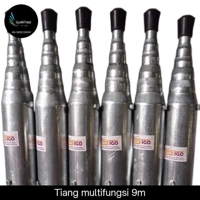 Tiang Multifungsi 9M (Wifi, Antena Tv, Wireless Dll) 6 Susun Tiang Pipa Besi