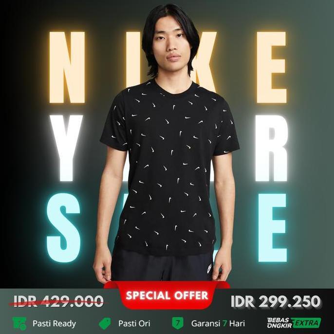 Kaos Nike Original Pria Sportswear Allover Print Tee - Hitam