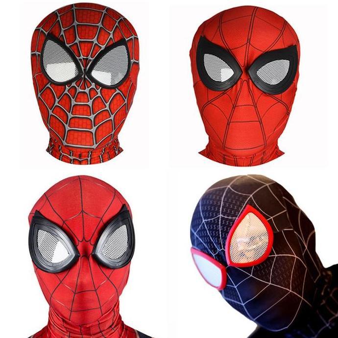 Halloween Cosplay Peregangan Masker Hood untuk Anak-anak dan Orang Dewasa Spider-Man Avengers Iron S