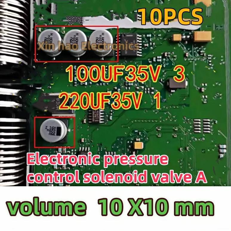 10PCS 35V 220UF 35V 100UF 10X10 VT (Volume 1 cm x 1 cm SMD Solenoid Valve Capacitor for Automotive G