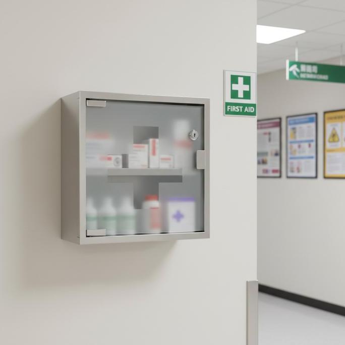 KOTAK P3K / LEMARI OBAT BESI KACA STAINLESS 30 X 30 X 12 CM TONATA / TNT-BP3K01 / KOTAK P3K BESI KAC