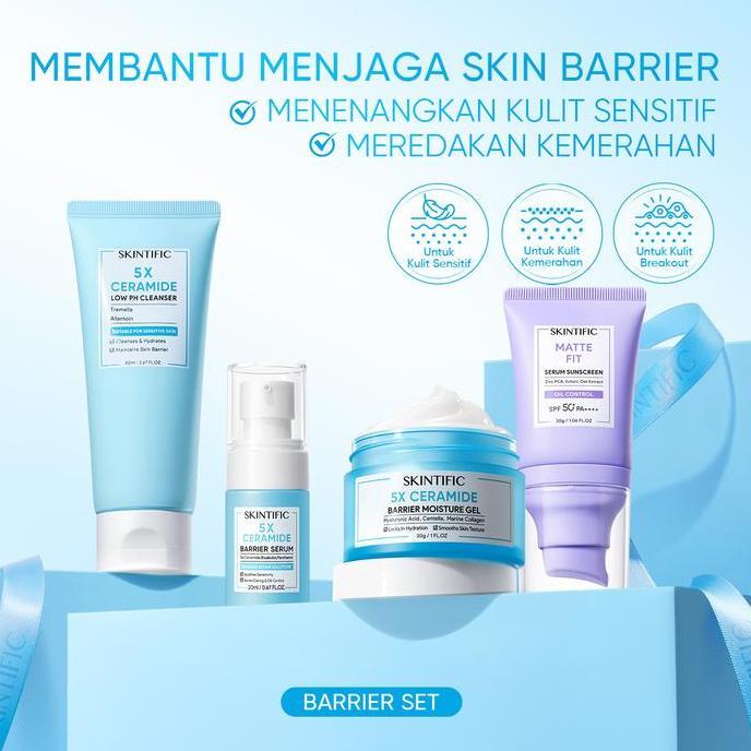 Barufasayah - [Skintific 1 Set Lengkap] 4Pcs Skincare : Facial Wash + Moistuirizer + Serum + Sunscre