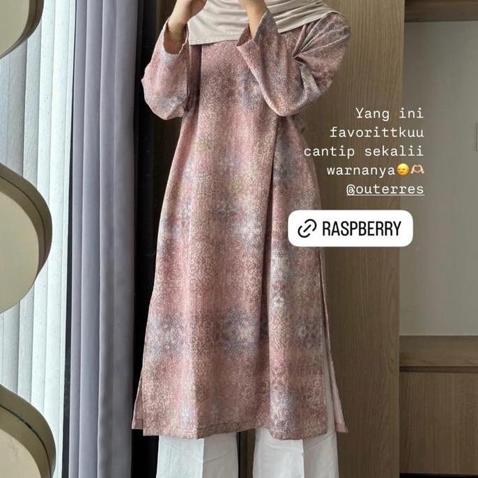Bgs- Outerres - Moira Tunik | Tunik Lebaran Wanita Muslim Polos Motif Bordir Kancing