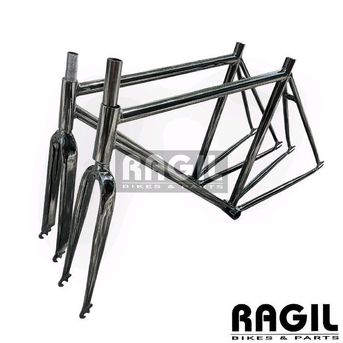 Frame Sepeda Fixie 700 700C Hitam Merah Biru Abu Standar & Oversize Besi Steel Bengkok Dalangan Fork