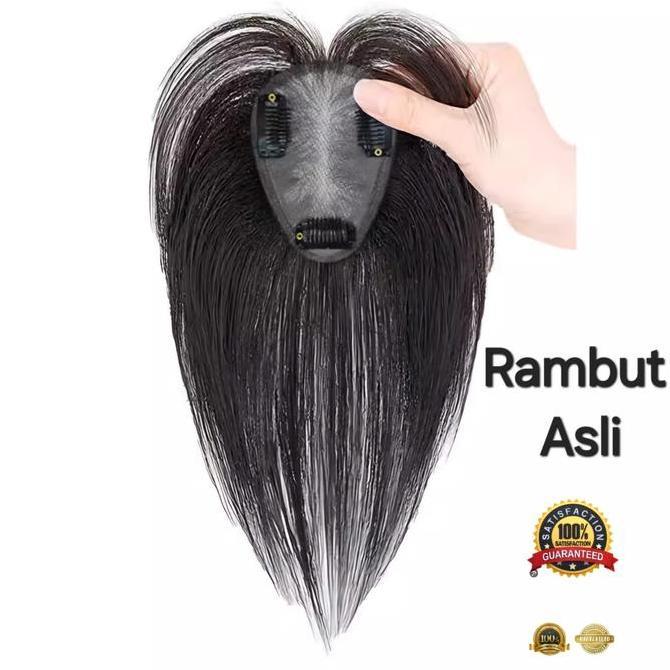 WIG TOUPEE KLIP RAMBUT ASLI REAL WIG PENUTUP UBAN BOTAK RAMBUT TIPIS PREMIUM EKSTENSION RAMBUT KOREA