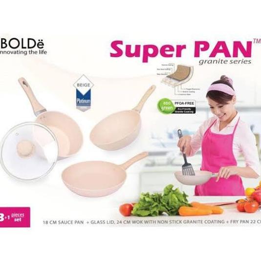 promo Bolde Panci super pan Set beige 3 + 1 pcs terlaris