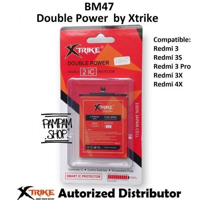 XTRIKE Baterai Double Power BM47 Compatible For Xiao Redmi 3 3S Pro 3X 4X Batre Batrai Battery Dual 