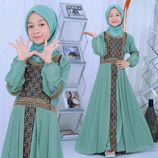Gamis Abaya Anak Cindy Varian Warna Elegan - Busana Muslim Anak Cewek 5-12 Tahun