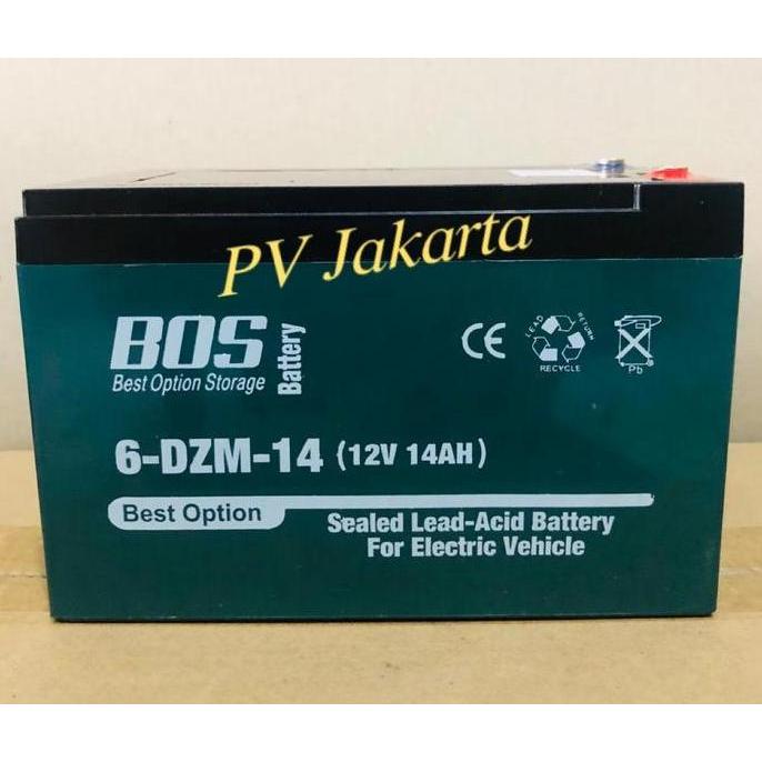 Aki Sepeda Listrik BOS 6-DZF-12 / 6-DZF-14 / 6-DZM-14 (12V 12 / 14Ah)