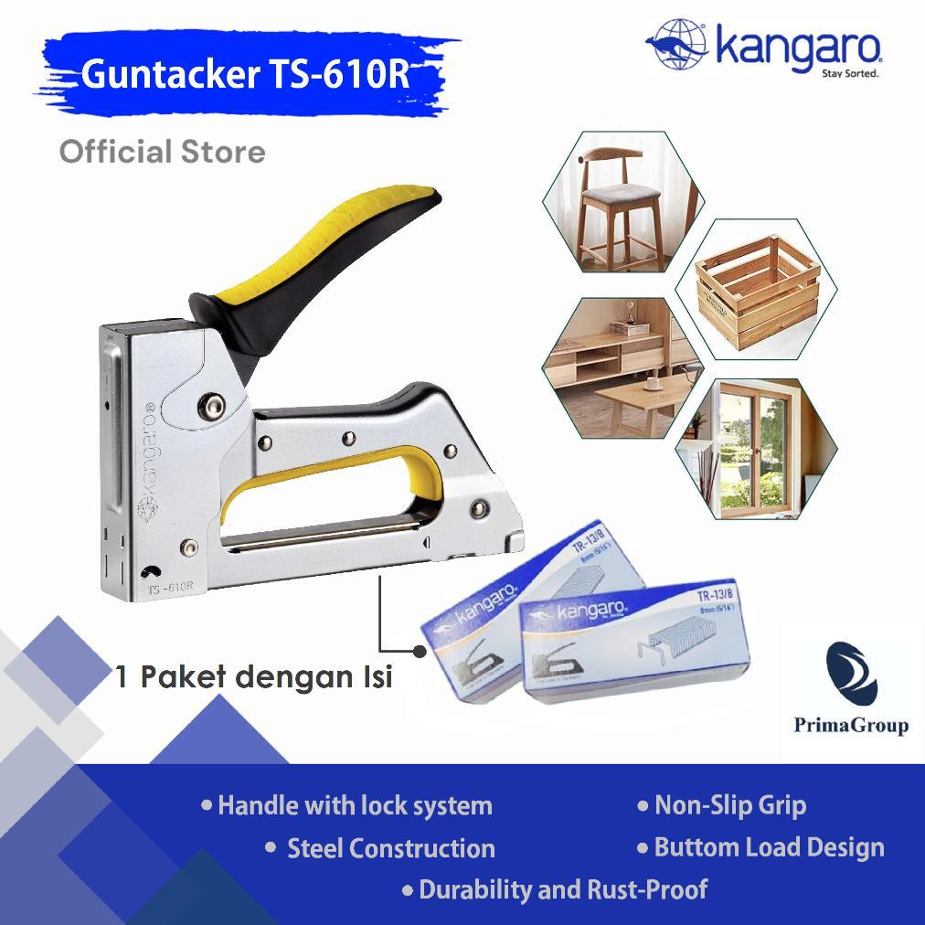 ( 1 PAKET GUNTACKER + ISI ) Alat Staples Tembak Jok Motor / Stapler Gun + Isi Staples TR13/8 / Hekte