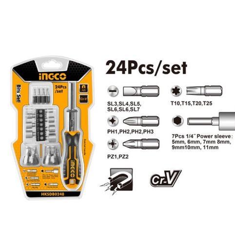 Ratchet Screwdriver 24pcs Set INGCO HKSDB0248 Obeng Socket Multifungsi