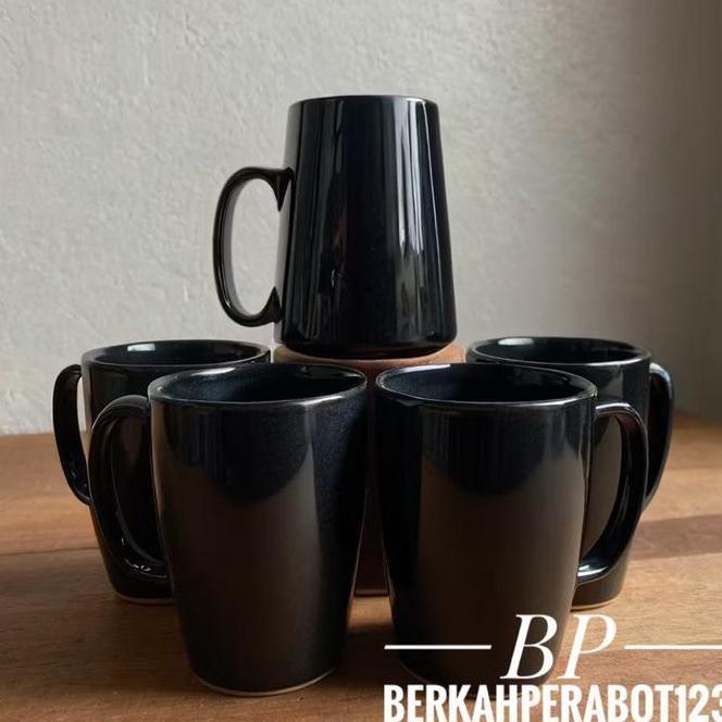 6 Pcs Cangkir Melamin 124 Hitam Tebal Cangkir Kopi Tahan Panas
