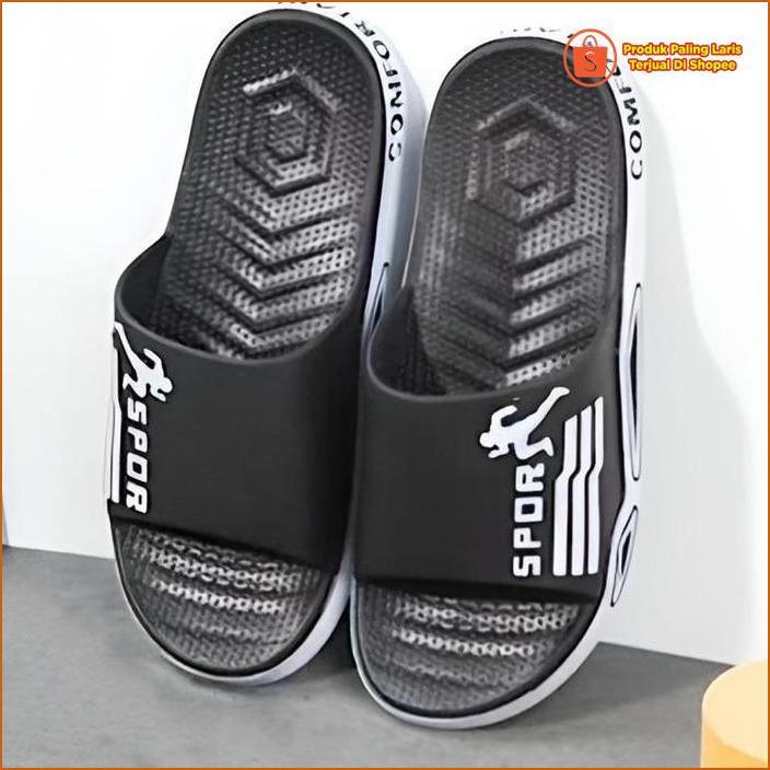 Sandal Selop Karet Sport Cowok Pria Run Lari Murah Lentur Nyaman Impor Mgr Mokaya (1298) / 40-44 Coc