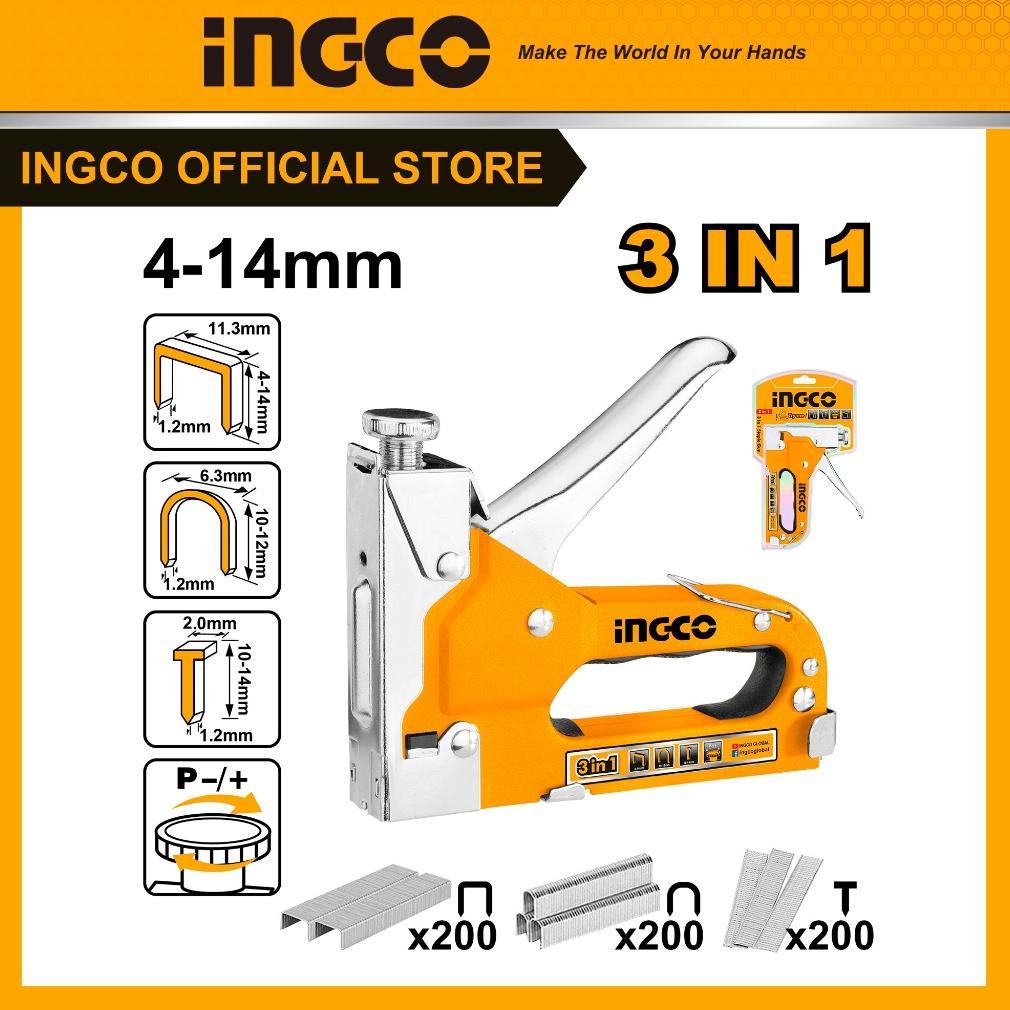 (INGCO) - 3 In 1 Staple Gun dengan 600 Staples Untuk Kayu INGCO HSG1405