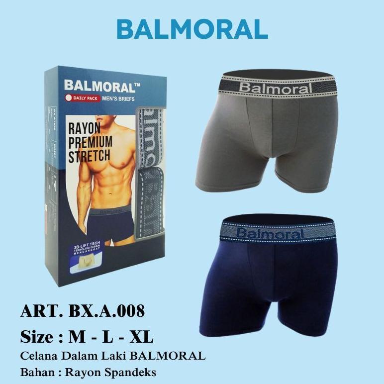 Balmoral Boxer Celana Dalam Pria Rayon Spandex 2 Pcs BX.A.008