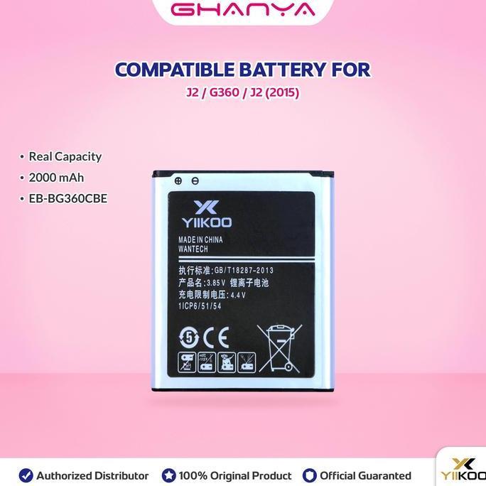 YIIKOO Baterai Galaxy J2 2015 J200 EB-G360BBE EB-BG360CBE EB-BG360CBC SM-J200G SM-J200F Batre Batrai