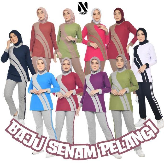 NANO SPORTSWEAR BAJU SENAM MUSLIM / BAJU SENAM MUSLIM PELANGI / BAJU SENAM MUSLIM Panjang Dewasa