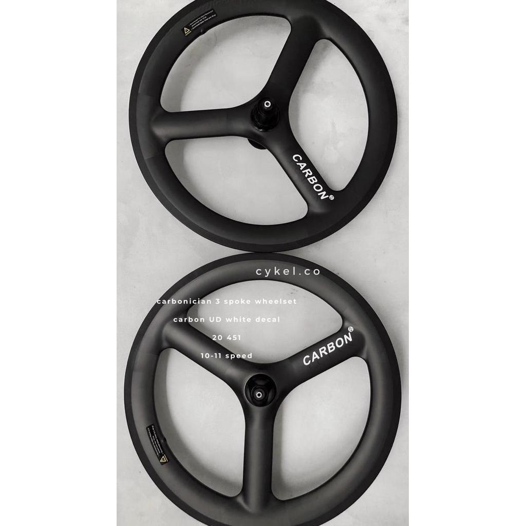 TERBARU carbon wheelset carbonician trispoke 20 451 3spoke fnhon minivelo PROMO