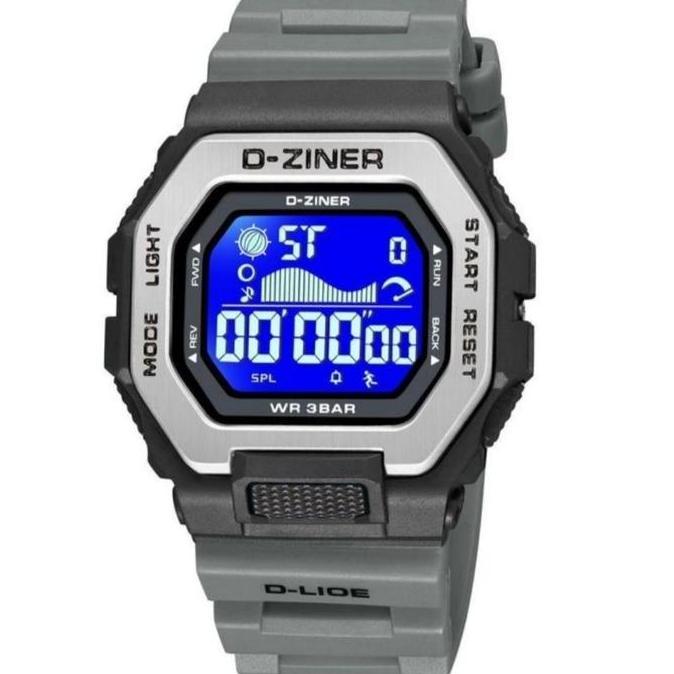Jam Tangan Pria Dziner 8318 Original Digital Abu Silver