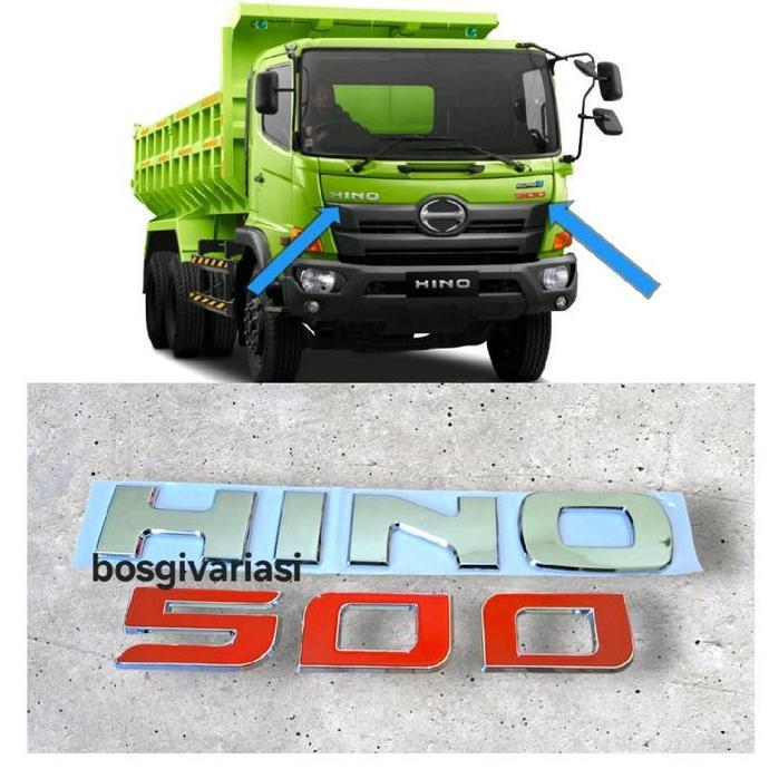 Emblem hino 500 timbul chrome / emblem tulisan hino 500 sudah ada prekatnya / emblem logo hino 500 P
