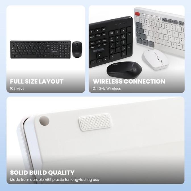 Rexus KM8 : Combo Keyboard + Mouse Wireless, Baterai Tahan Lama, Pasangan Ideal untuk Komputer Anda