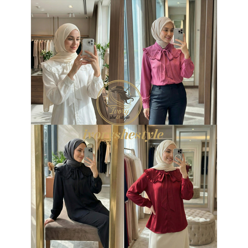 Ivory - CLEO KEMEJA POLOS TALI PITA CRINKLE AIRFLOW S - M - L - XL - XXL  // KEMEJA PITA // KEMEJA P