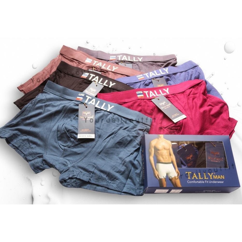TALLY MAN Celana Dalam Pria Boxer Tally Katun Bambu (Isi 3 Pcs) / Boxer Pria Tally 9015 Anti Slip