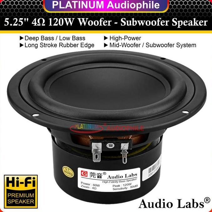 Promo Speaker 5.25 Inch Subwoofer Mid Woofer Low Bass Hifi Speker 4 ohm 5" 120W Audiolabs DL-50TZB D