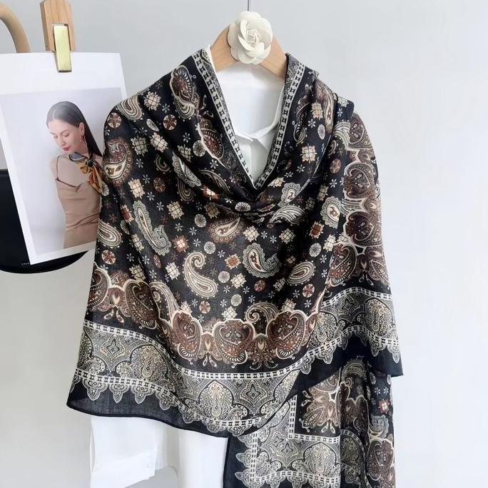 Super Murah, Fv88 - Syal Batik Leher Pashmina Korea Import Premium Scarf Kasmir Musim Dingin Uk 180X