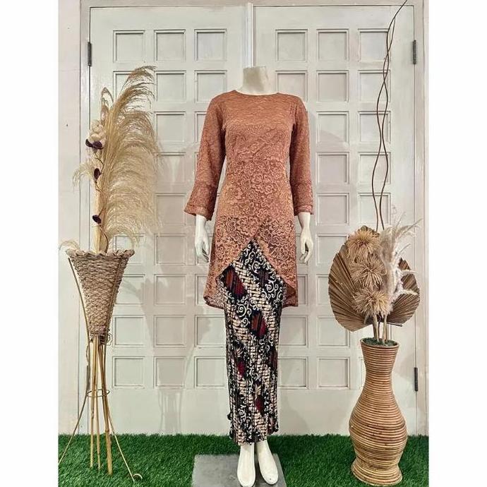 SETELAN KEBAYA ALEA TUNIK SILANG BROKAT FURING +ROK SIZE M-5L LD 130