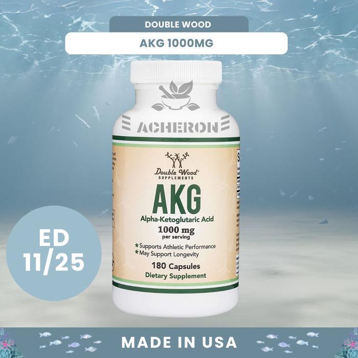 AKG Alpha Ketoglutaric Acid 500 mg Doublewood 80 kapsul Double Wood suplemen fitnes olahraga bakar l