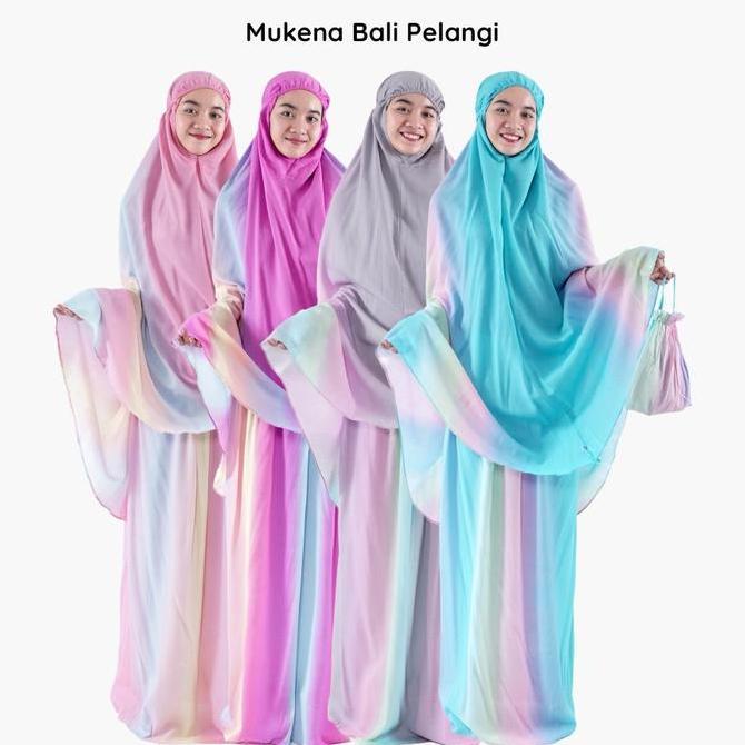 Mukena Bali Pelangi / Mukena Jumbo Motif Pelangi / Mukena Tye Dye Rayon Muslim Dewasa