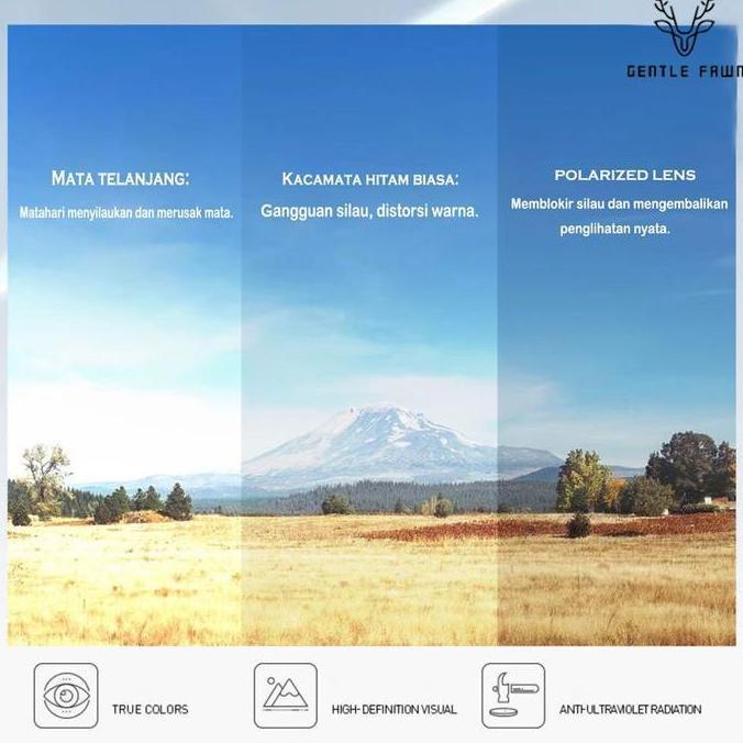 Gray Pink Gentle Fawn Kacamata Hitam Sunglasses Polarized Half Frame Series Bahan Tr90+Metal Model C