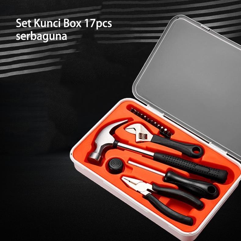 Kunci Set 17pcs Serbaguna Obeng Kunci Inggris Palu Peralatan Rumah Tangga Bengkel